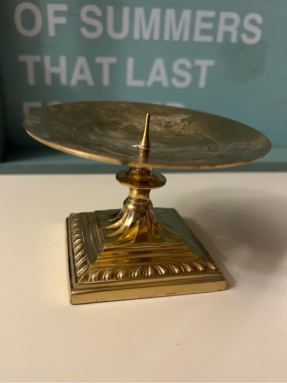 Hosley Solid Brass Vintage candle holder heavy detail base